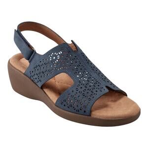 Easy Spirit Women's Kali Low Wedge Slingback Sandals Blue Size 7